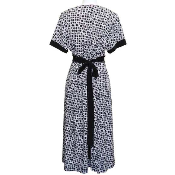 Vol 1 Geometric Print Dress Plus Size 1X Black White Stretch Jersey Knit - Picture 3 of 4